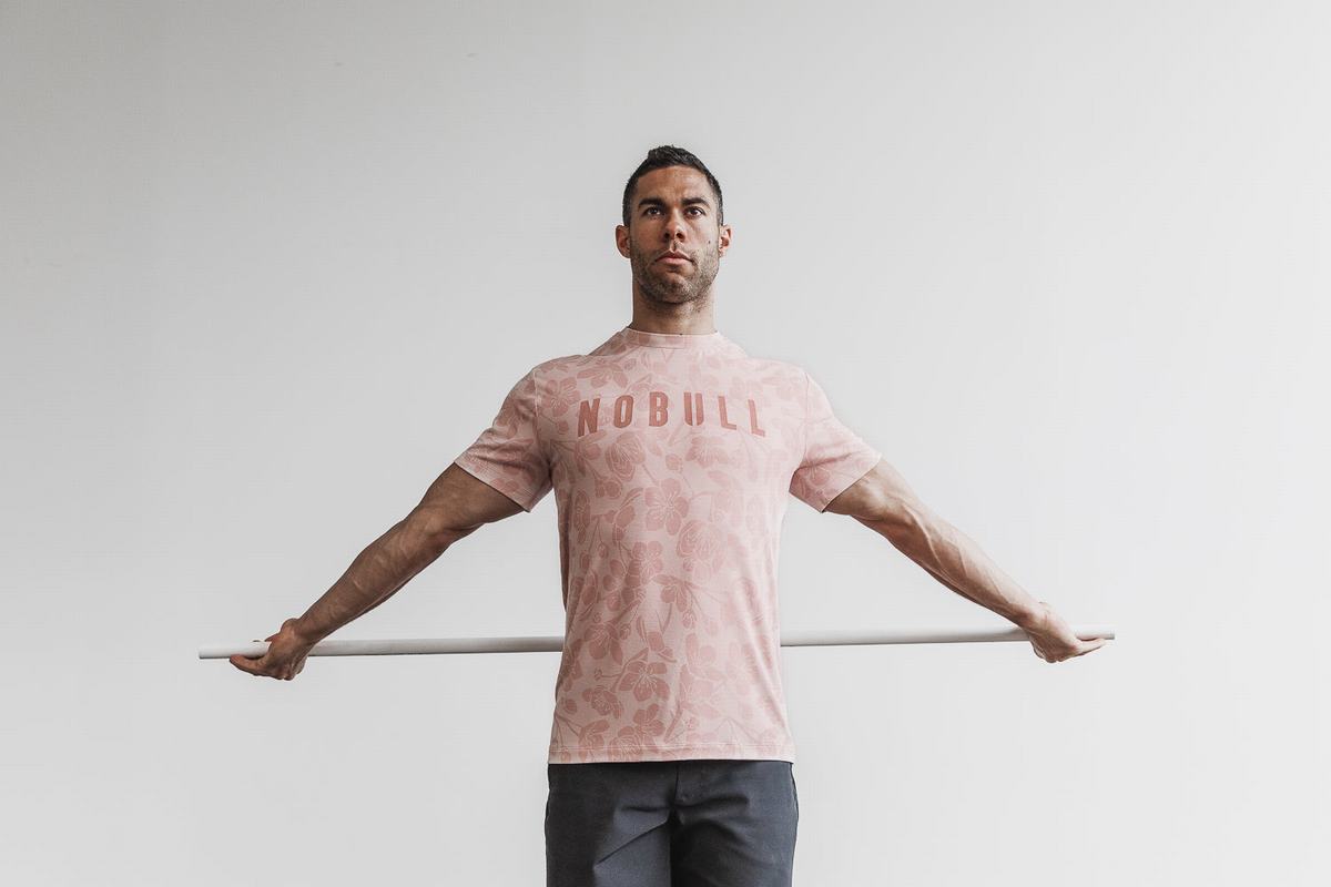 Nobull Men's T Shirts Rose Pink | Australia (BS7026)